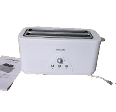 Cookworks T346BD Langschlitz 4-Scheiben-Toaster - 1400 W, weiß