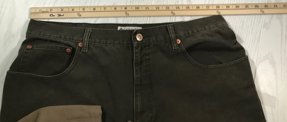 Columbia Caza Cepillo Protector Pantalones Hombres 36x28 Marrón Peso Pesado 5 Bolsillos Exterior Foto 3 de 4