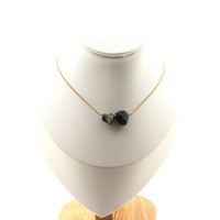 Mineralien Und Steine PréCieuses. Halskette 2 Perlen Chrysocolla Mit Usa. Kette