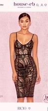 House Of CB Ricio black & nude sheer tulle dress