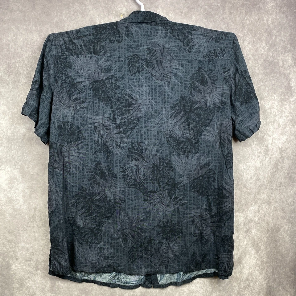 The Foundry Floral Button Shirt Mens 2XL Gray/Charcoal Rayon Hawaiian Cool - Image 3 of 4