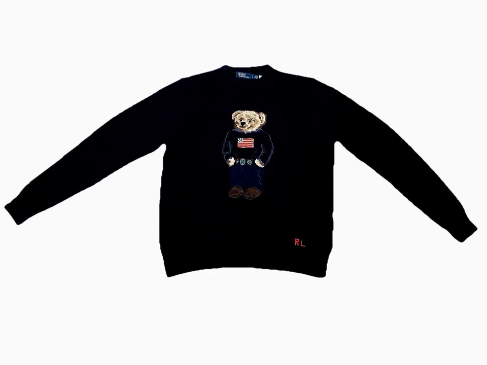 Polo Ralph Lauren Algodón Lino Polo Oso Bandera Suéter Mujer Talla Grande Azul Marino Foto 3 de 4