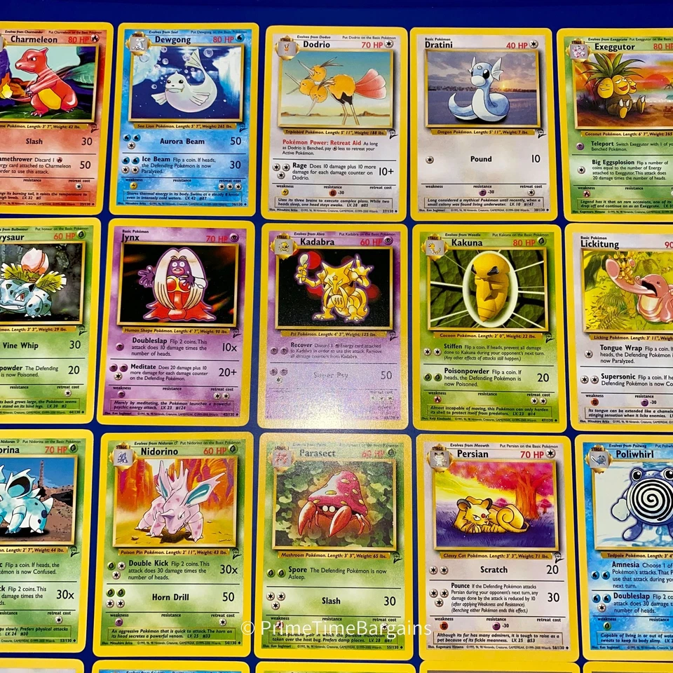 NM/+ COMPLETE Pokemon BASE SET 2 Edition Uncommon Common Non Holo Cards Lot - Image 3 of 4