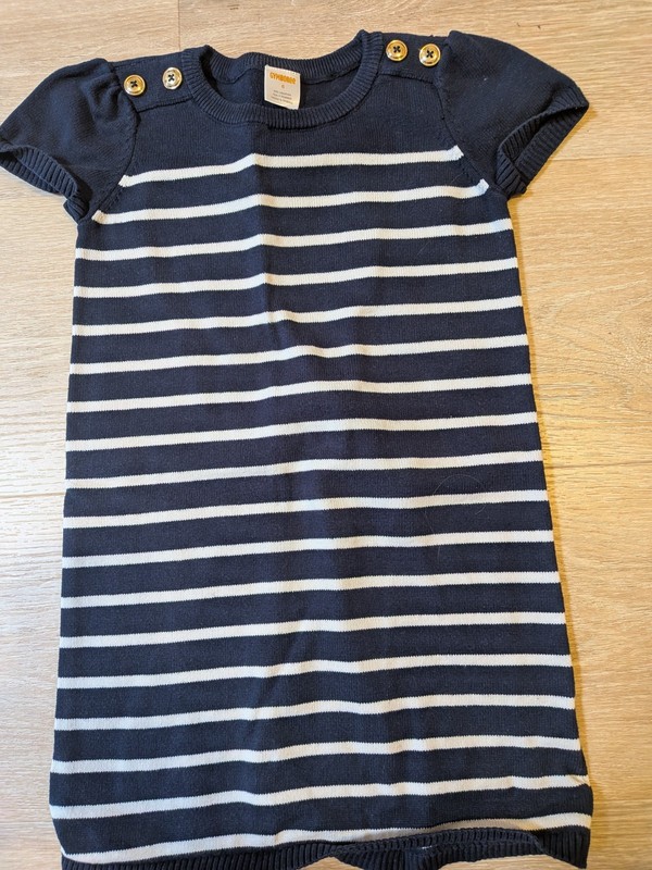 Girls Dress Size 6 Gymboree Blue And White Striped Sweater Dress Short Sleeve