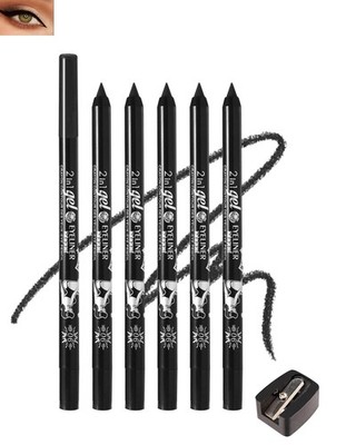 Black Waterline Eyeliner Gel Pencil,6Pcs Cream Sharpenable Gel Eye Liner Pen ...