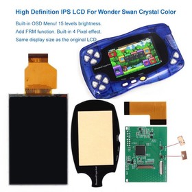 WSCC HD Retro Pixel IPS LCD Backlight LCD For Bandai WonderSwan Crystal Color