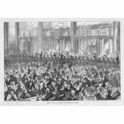 LIVERPOOL Dinner for the Poor Given by the Mayor - Antique Print 1877