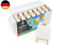 Mini Leinwand Mit Staffelei, 10X10 Cm, 100% Baumwolle, Grundierte Keilrahmen,