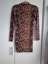 Womens Animal Print Dress Size 10 Pretty Little Thing Long Sleeves Summer 