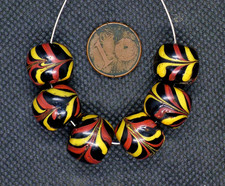 Lot Perles Verre Murano Ancien Afrique Fancy Feather Venetian Glass Trade Bead