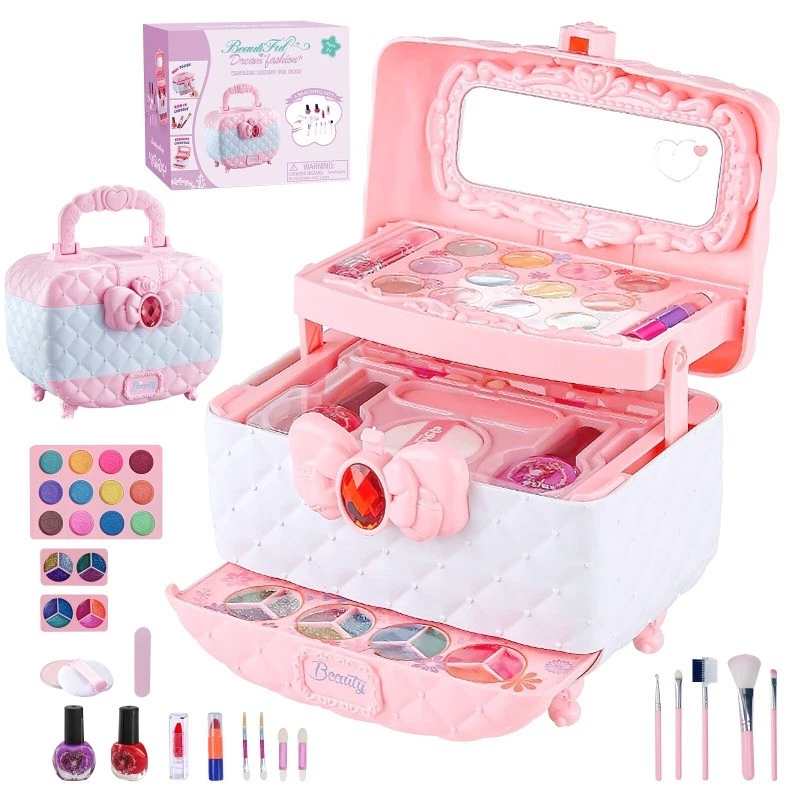 41 Pcs Kids Makeup Kit for Girls Washable Makeup Play Set Toy with Real Case - Image 3 of 4
