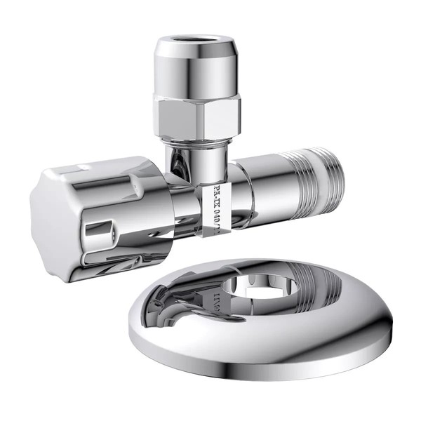 "Kirchhoff Eckventil, Chrom, 3/8\" Zoll AG X 10 Mmq, Schubrosette, Selbstdichtend"-image