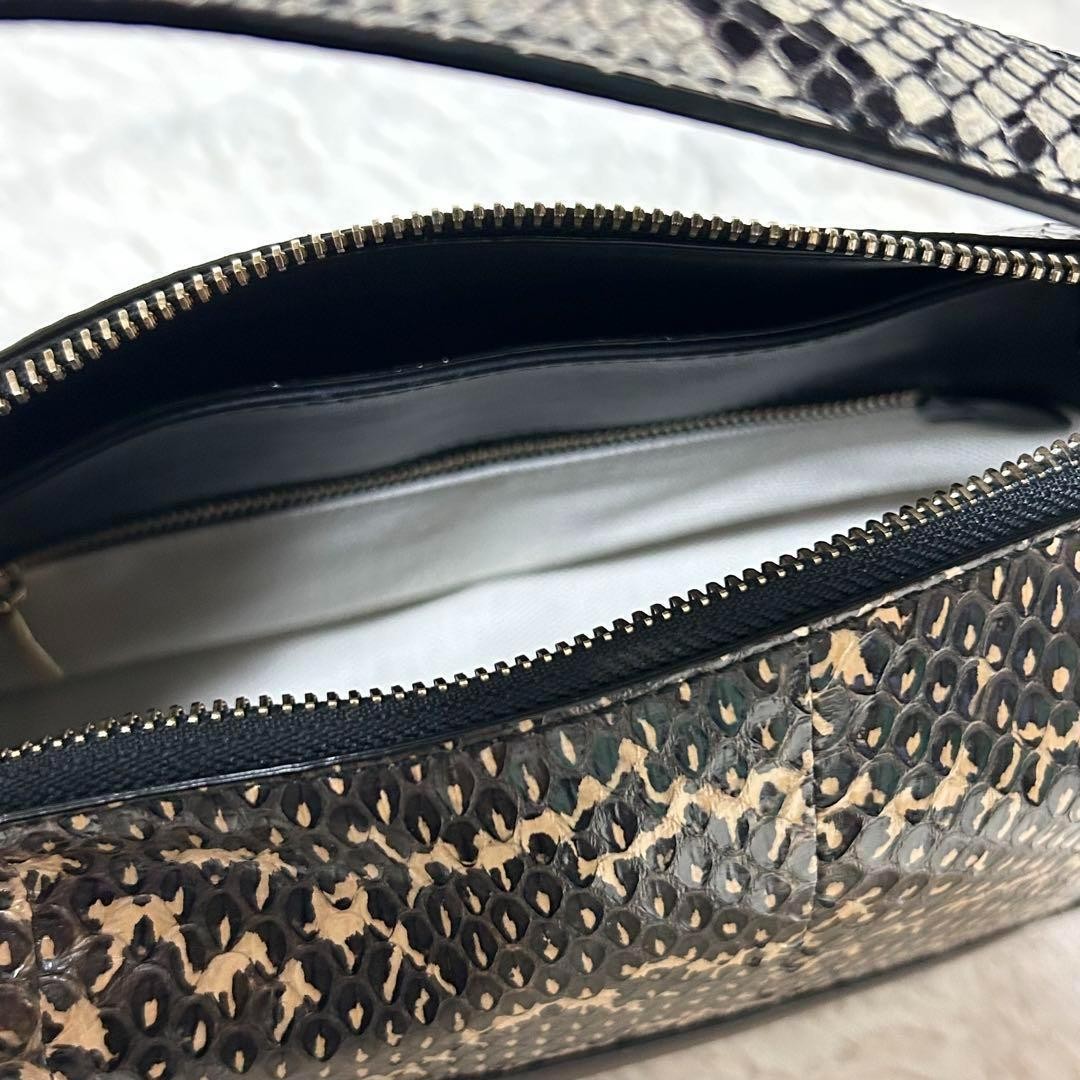 Bally Python Calf Leather 2Way Handbag Black Gree… - image 10