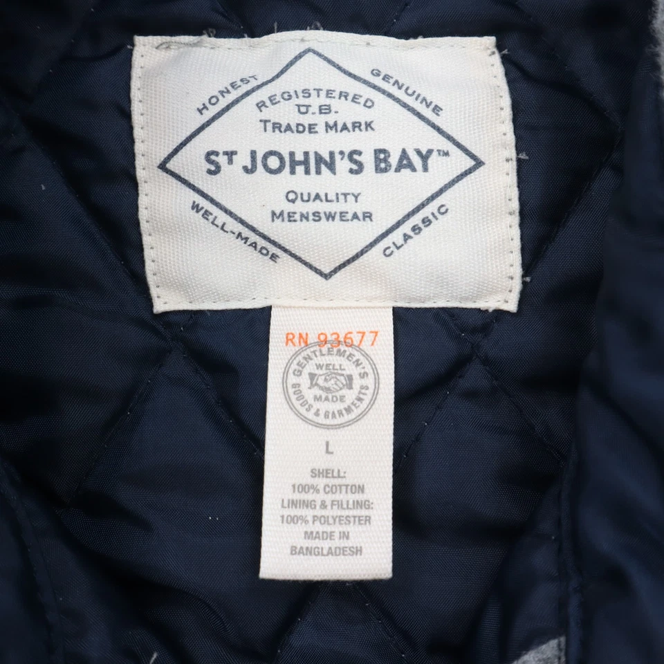 St Johns Bay Acolchada Chaqueta Camisa Chaqueta Para Hombres Grande Gris Bolsillos a Presión Ropa de Trabajo Foto 3 de 4