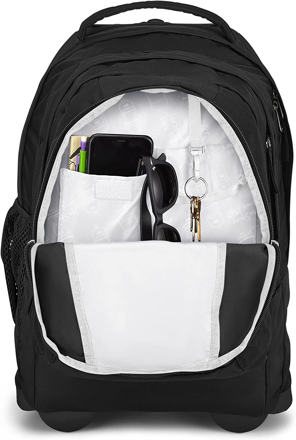 Driver 8 Black Wheeled Backpack with 15" Laptop Sleeve - Travel Ready!