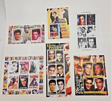 Elvis Presley Rock n Roll Worldwide Tribute Souvenir Stamp Sheets Lot of 6