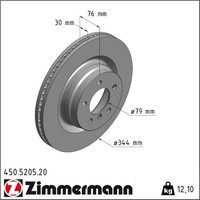 2X Zimmermann 450.5205.20 Bremsscheibe FüR Land Rover Range L322