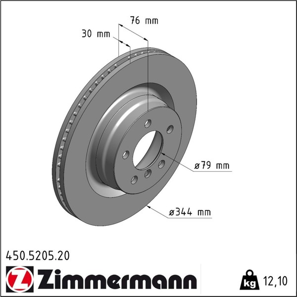 2X Zimmermann 450.5205.20 Bremsscheibe FüR Land Rover Range L322-image
