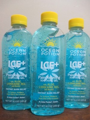 3x Ocean Potion ICE+ Skin Repair Burn Relief Gel Original Formula 8.5 oz 