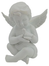 ROSENTHAL Dekofigur Engel mit Vogel Weiß Porzellan 10cm Klassisch