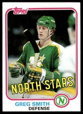 1981-82 Topps Hockey Card Greg Smith Minnesota North Stars #W112 NM