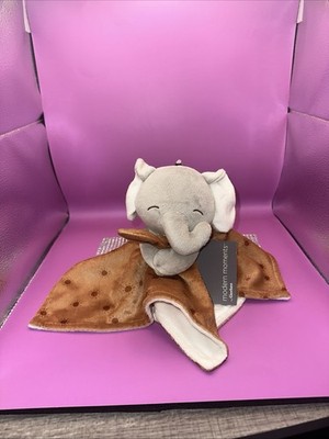 Modern Moments Gerber Elephant   Lovey Security Blanket Sun   Gray Brown NEW