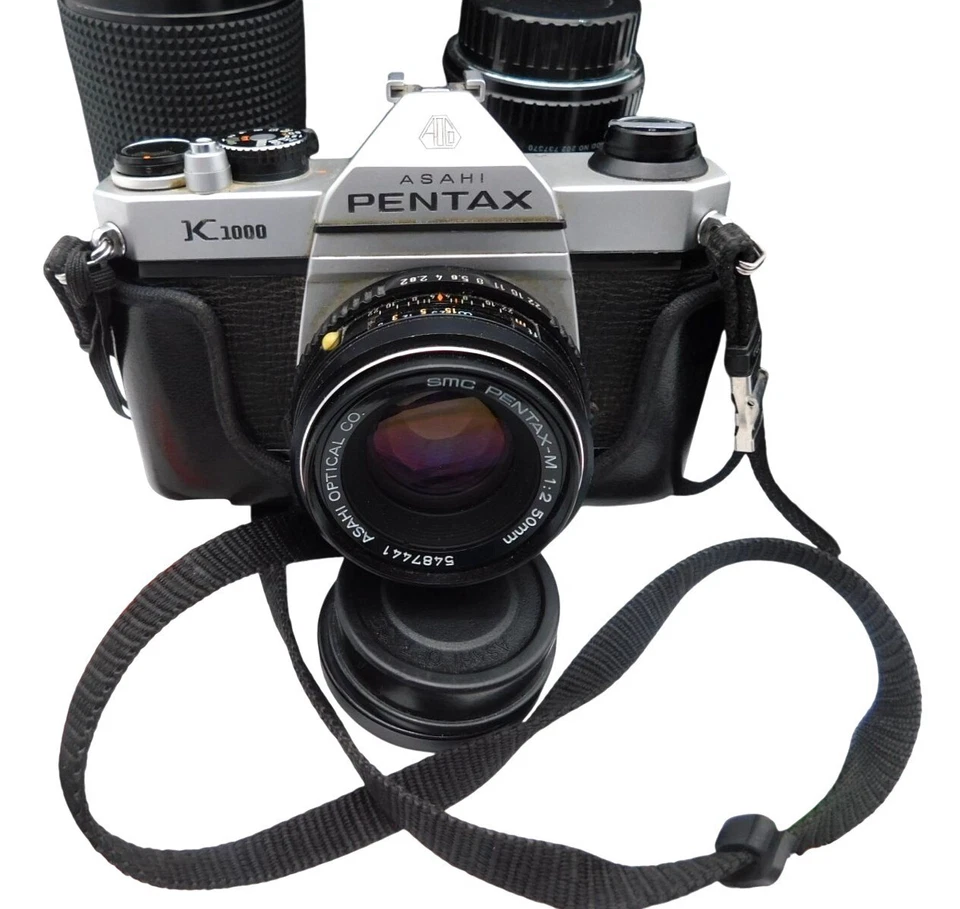 Estuche para cámara SLR de 35 mm película Pentax K1000 de colección lentes manual probado con batería Foto 2 de 4