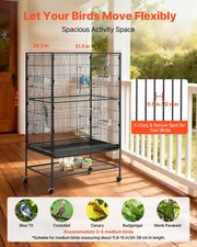 Bird Cage, 31.5 x 20.5 x 52 inch, Flat Top, Wrought Iron Bird Flight Cage with P