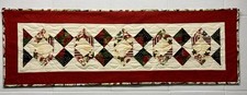 Friendship Chain Christmas Table Runner Red, Green , Cream, Black 90 - Handmade