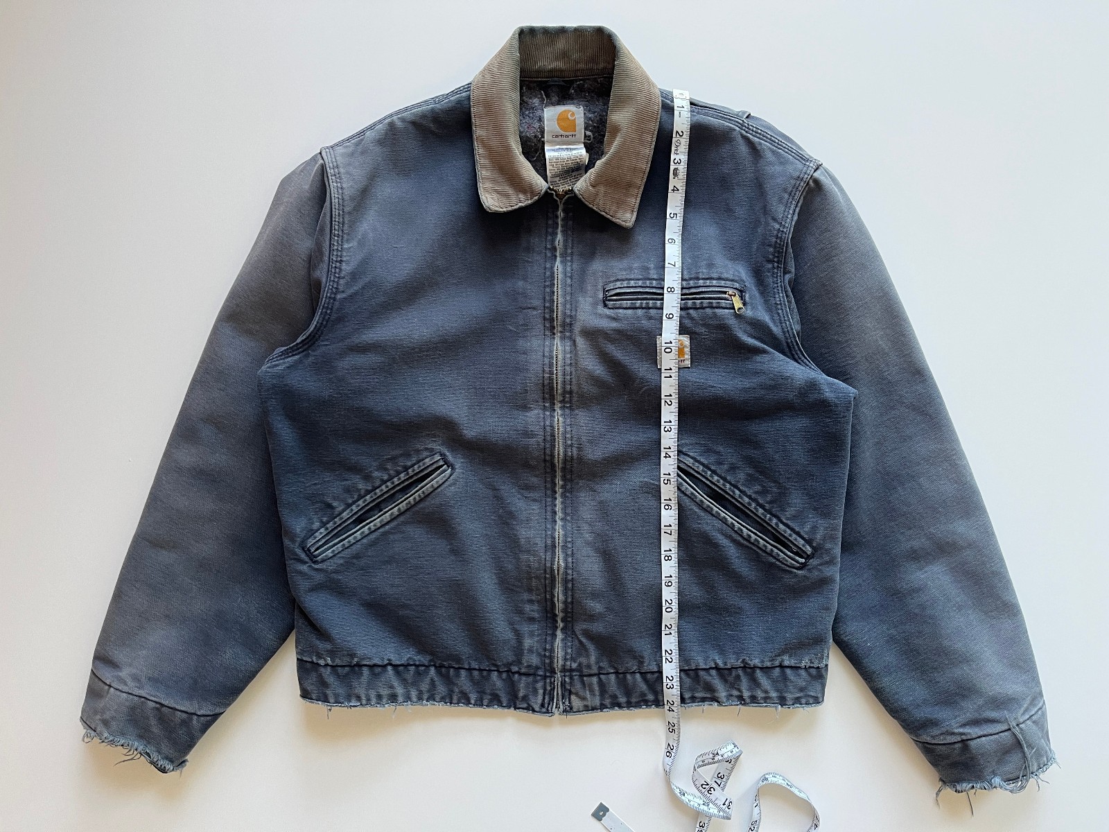 Vintage Carhartt J01 NVY Detroit Jacket Size 42 Regular Workwear Blanket Lining image 3