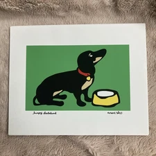 Hungry Dachsund by Marc Tetro Art Deco Print UnFramed 8x10” W/ Backer Board
