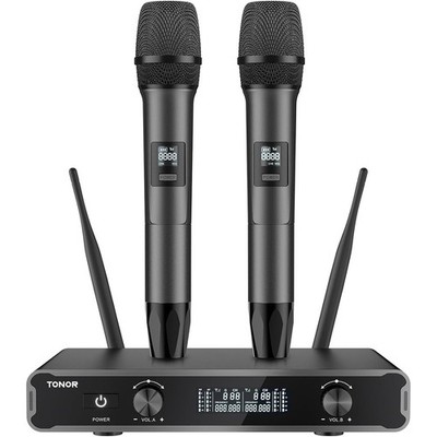 Kabellose Mikrofone Dual UHF Handheld 60m Karaoke System Grau TONOR Mikrofone