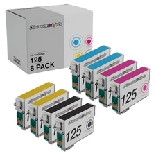 8 Black & Color 125  T1251 Reman Ink Cartridge for Epson Stylus NX127 NX130