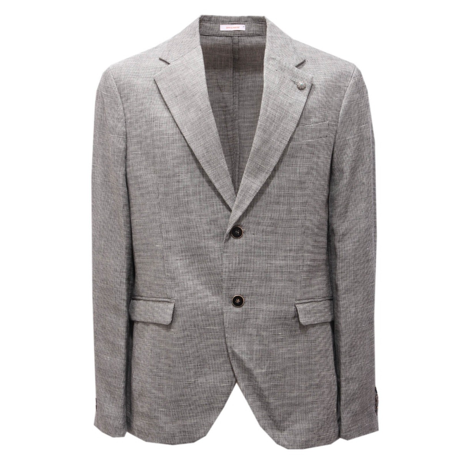 7145AH giacca uomo OFFICINA 36 черный/ белый льняной/хлопковый пиджак мужской