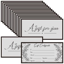 Spiareal 50 Pcs Blank Gift Certificates for Small 7.5 x 3.75 inches, Grey