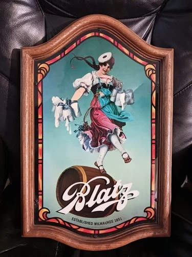 Vintage Blatz Beer Lighted Sign w/Dancing Girl Valerie - Nice Condition 20”