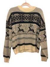 Vintage 90s Nordic Reindeer Sweater XL Steep Slopes Fair Isle