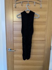 Pretty Little Things Black Ruched / Ruffle Bodycon Dress - UK 10