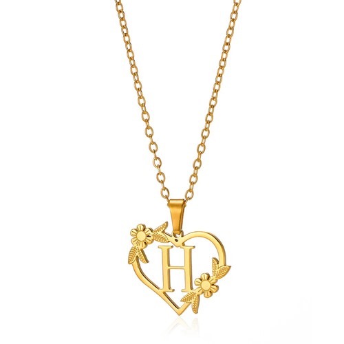 ✅ Collier Acier Inoxydable Lettre Prénom Coeur Femme pendentif initial Bijoux - Picture 12 of 30
