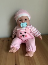 Berenguer Baby Doll Soft Body JC Toys 14 Brown Eyes Pink Outfit Hat Pacifier