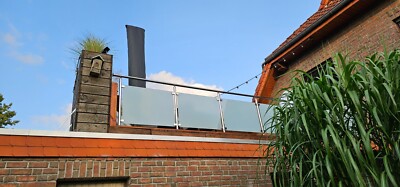 Balkongeländer Edelstahl Geländer mit Glas