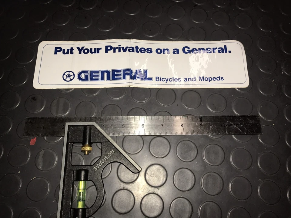 Calcomanía adhesiva general NOS para ciclomotor bicicleta. 3x12" PON TUS PARTICULARES EN UN GENERAL AÑOS 80  Foto 2 de 3