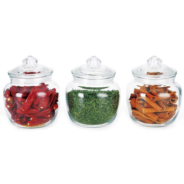 Glass Canister Set of 3 Airtight Seal 20oz Kitchen Food Coffee Beans