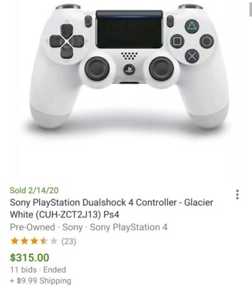 Sony PlayStation Dualshock 4 Controller - Glacier White Ps4 