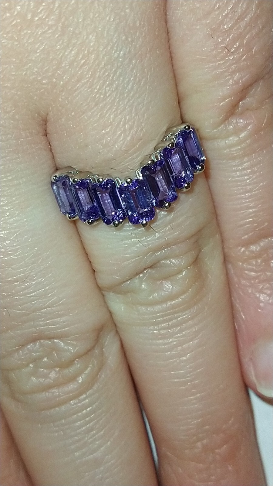 Solid platinum natural tanzanite stacking chevron… - image 5