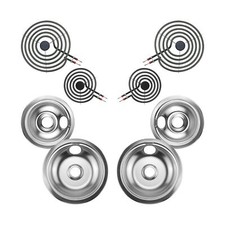 Silver Burner Drip Pans 316048414 6" 316048413 8" and Electric Stove Burner ...