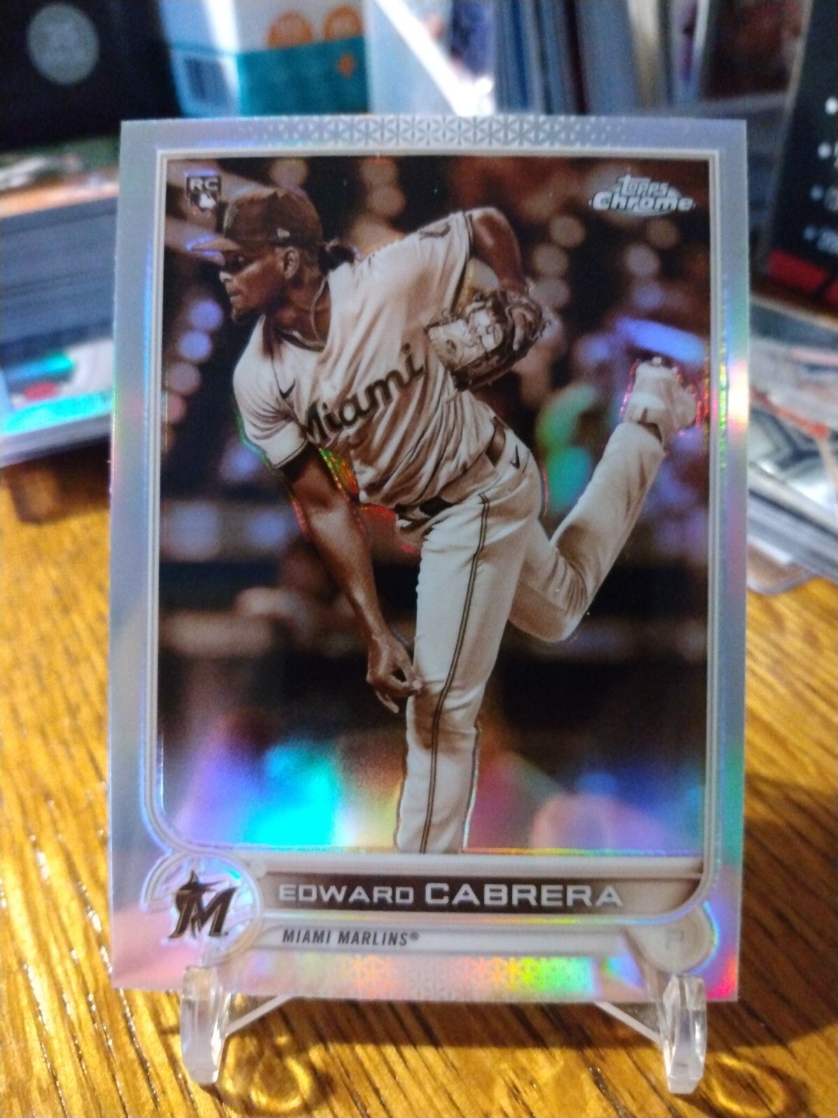 2022 Topps Chrome Edward Cabrera Sepia Rookie Refractor Miami Marlins #64