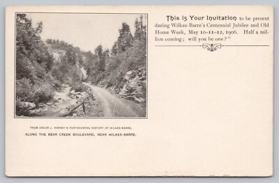 Wilkes Barre PA Pennsylvania - 1906 Centennial Jubilee Postcard  Bear Creek blvd