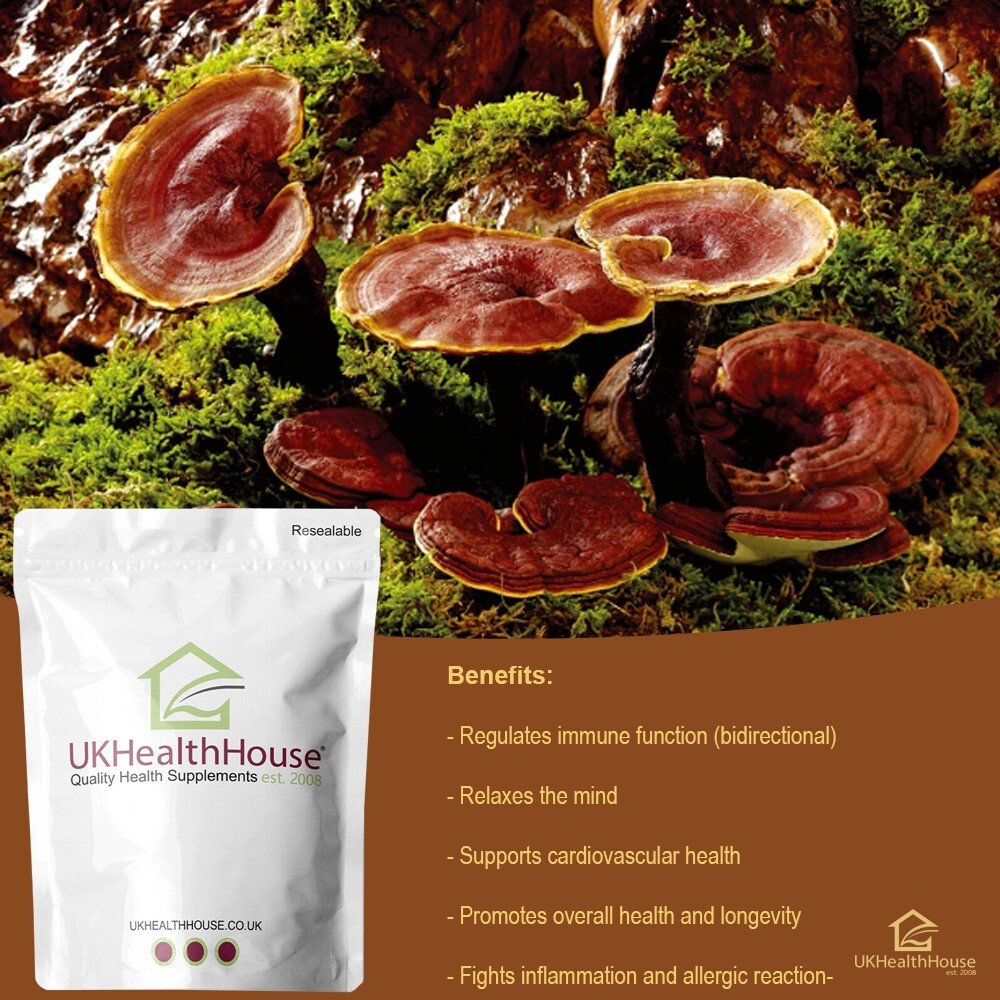 Wild Reishi Mushroom Dual Extract Capsules 1000mg Vegan eBay