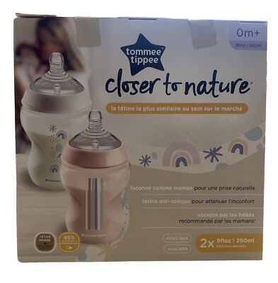 Tommee Tippee Closer To Nature Baby Bottles | 9oz, 2 Count| Breast-Like Nipples 